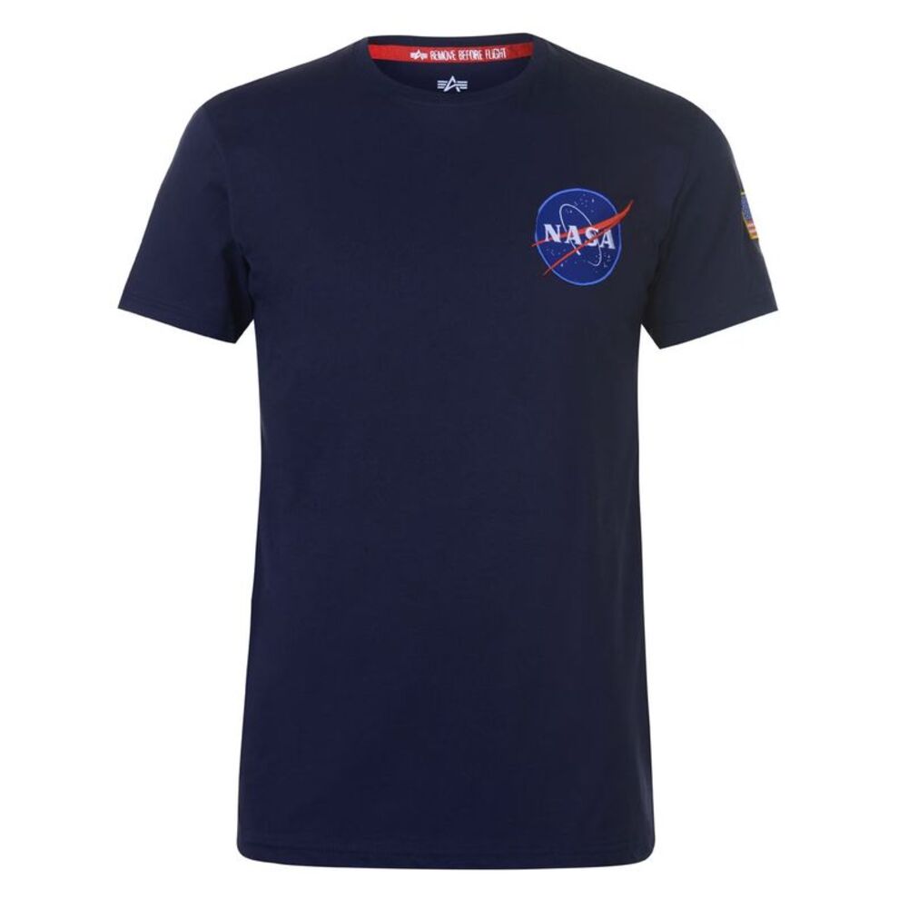 NASA Mens Alpha Industries Shuttle Regular T-Shirt / Navy Blue